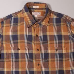 Wallace & Barnes Shirt Brown Plaid Flannel Classic Fit J Crew Mens Medium